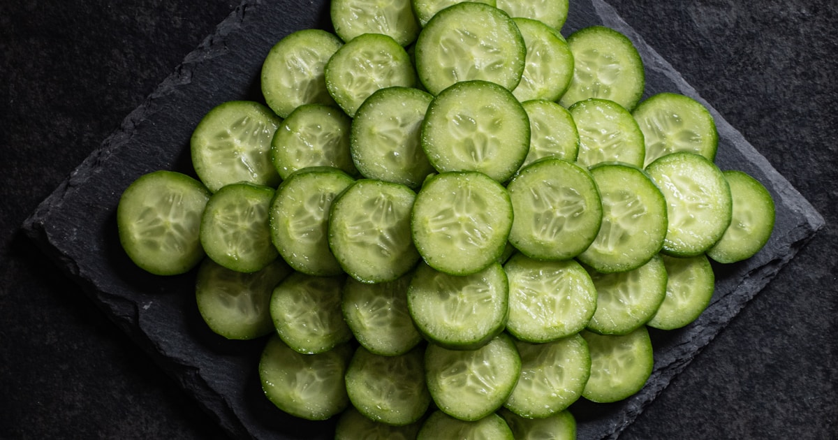 Fresh smashed cucumber salad with chili oil and sesame seeds
